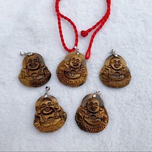 Tiger Eye Laughing Buddha Sterling Silver Pendant